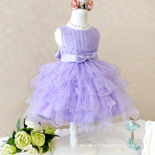 Bonne qualité enfants violet enfant bébé robe partie fille robe florale de Chine